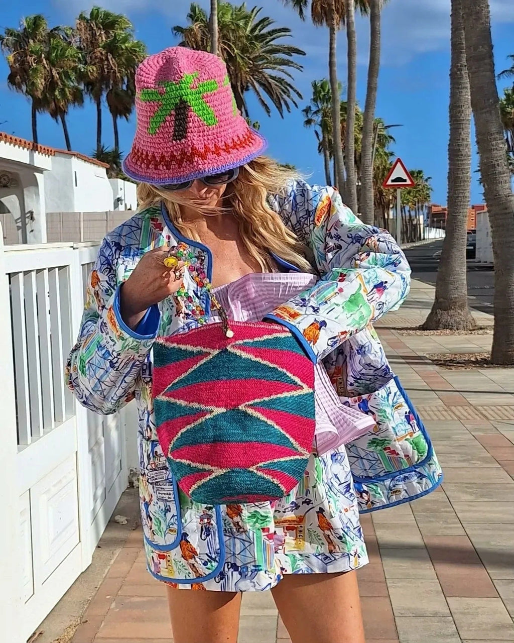 Jacket and Shorts with Graffiti Print