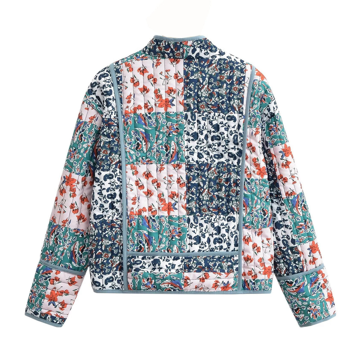 Jacket with Patchwork, Drop Shoulders and Print