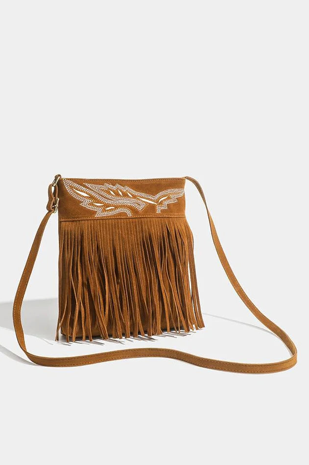 Modern Western Cowboy Brown Fringe Crossbody Bag