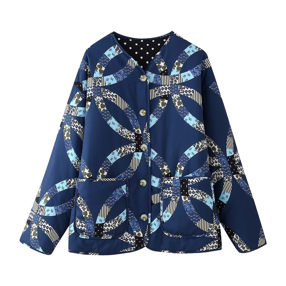 Retro Sari Print Quilted Jacket