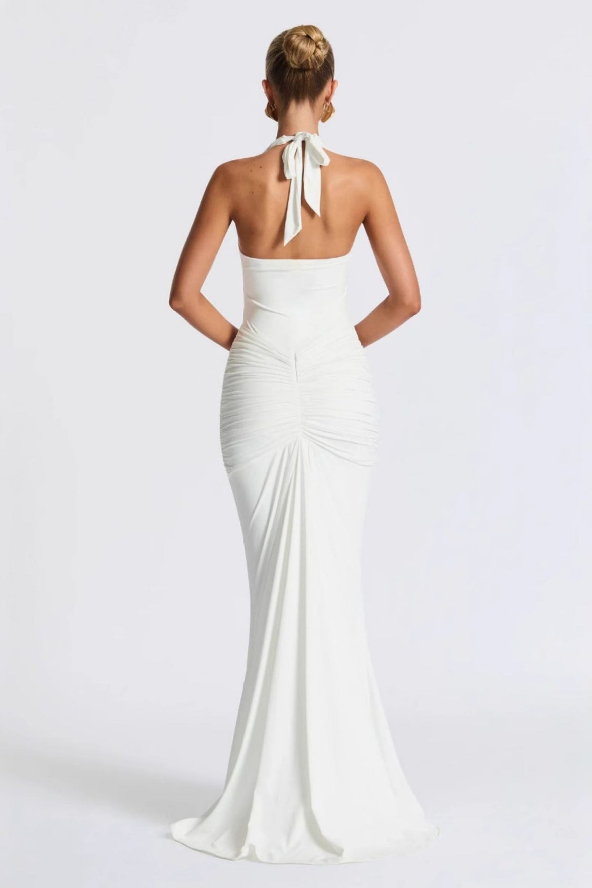 Halter Deep V Mermaid Maxi-Length Dress