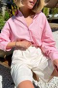 High-Waisted Pleated Bermuda Shorts