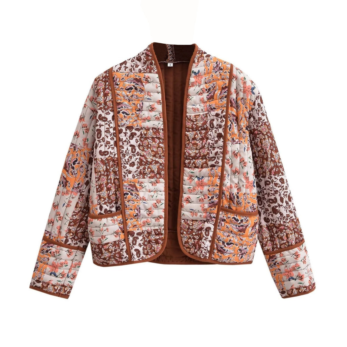 Jacket with Patchwork, Drop Shoulders and Print