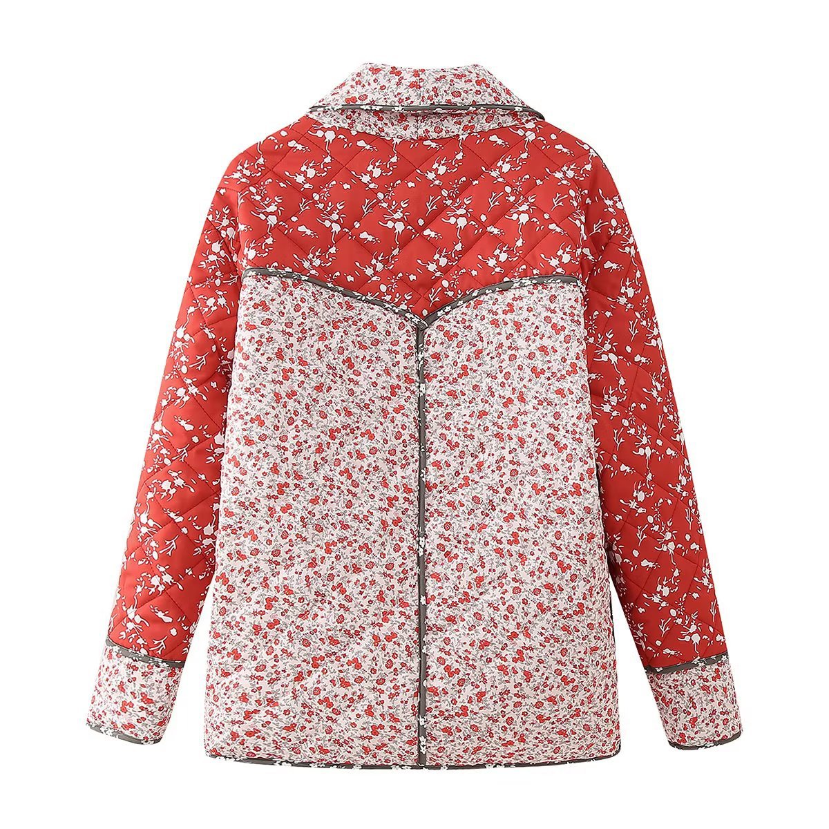 Quilted Jacket with Floral Print and Ethnic Print in Quilted Design