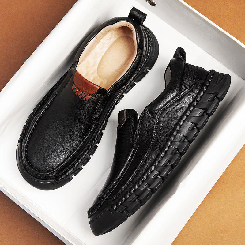 Leather Loafers with Precision Stitching
