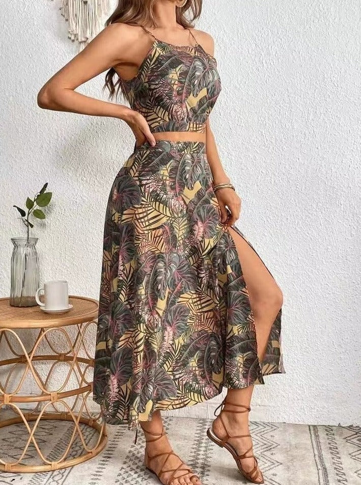 Kara - Two-Piece Skirt Set with Tropical Print