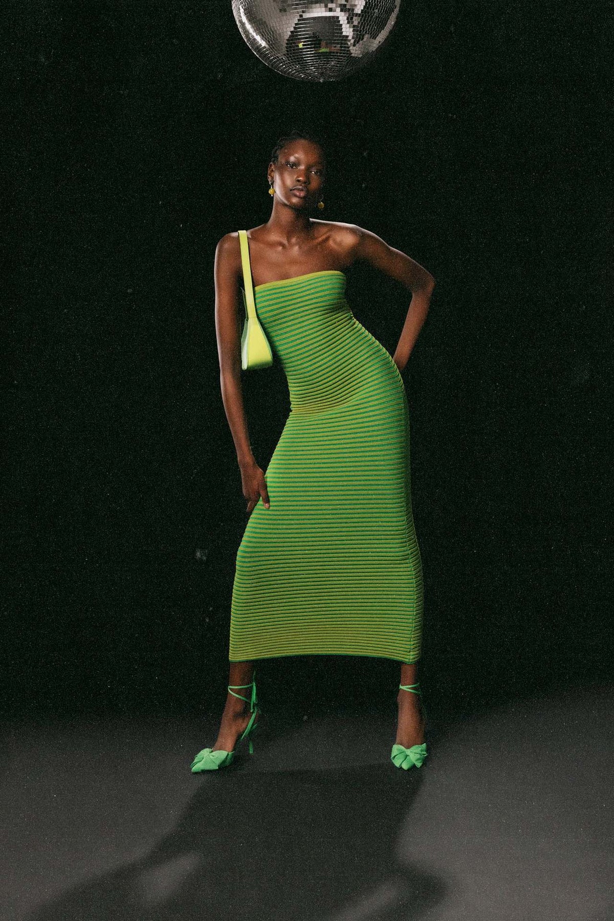 Adela Sleeveless Strip Knit Maxi-Length Dress