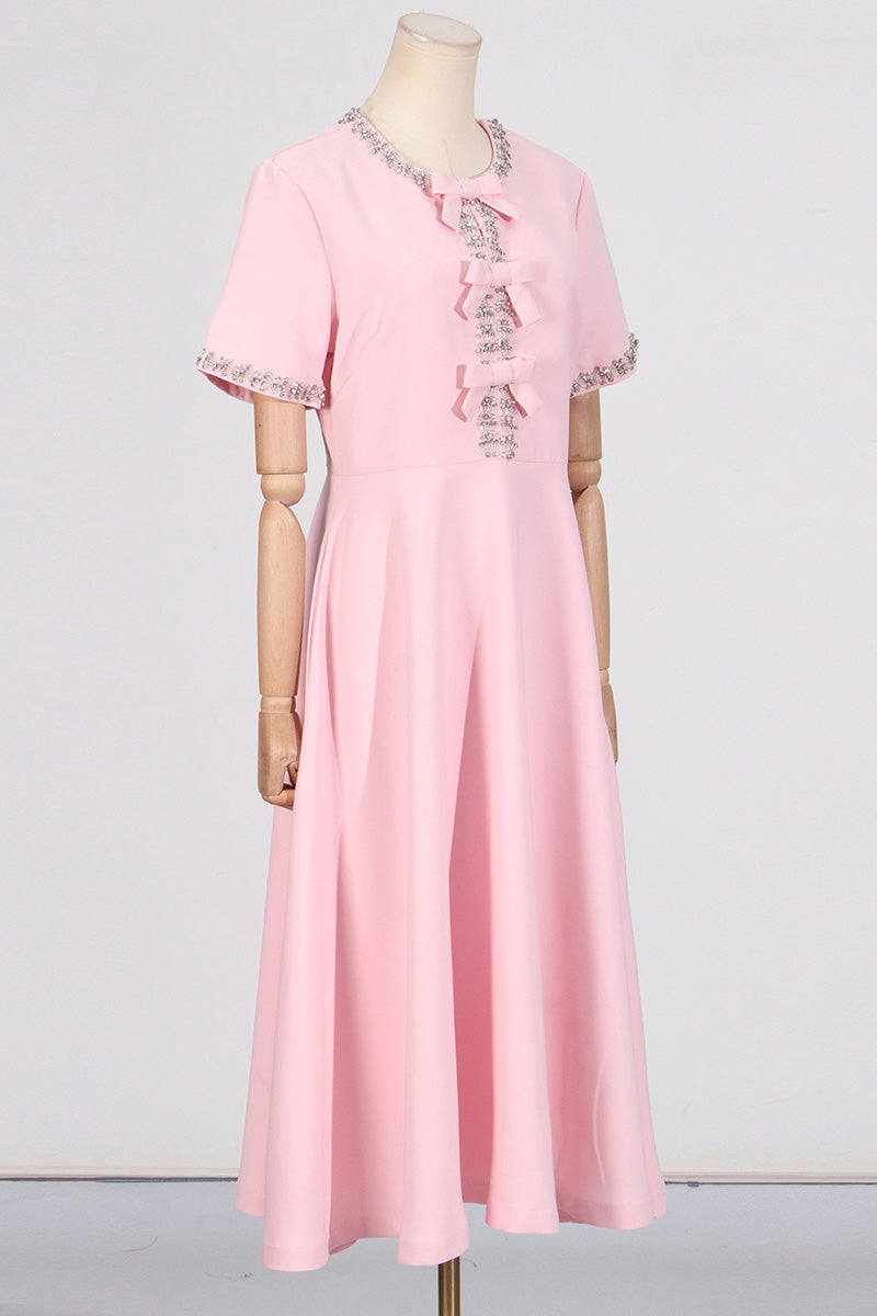 Zoe Bowknot Crystal-embellished Midi-Length Dress