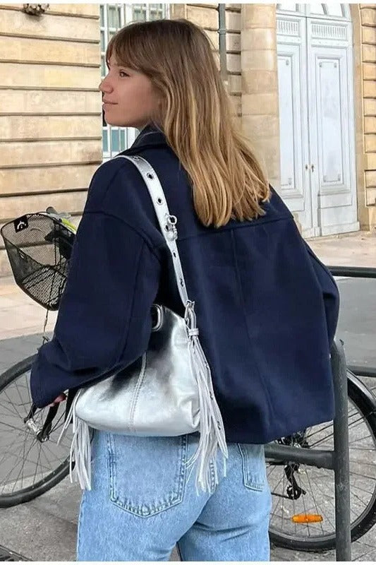 Modern Double Breasted Cropped Jacket