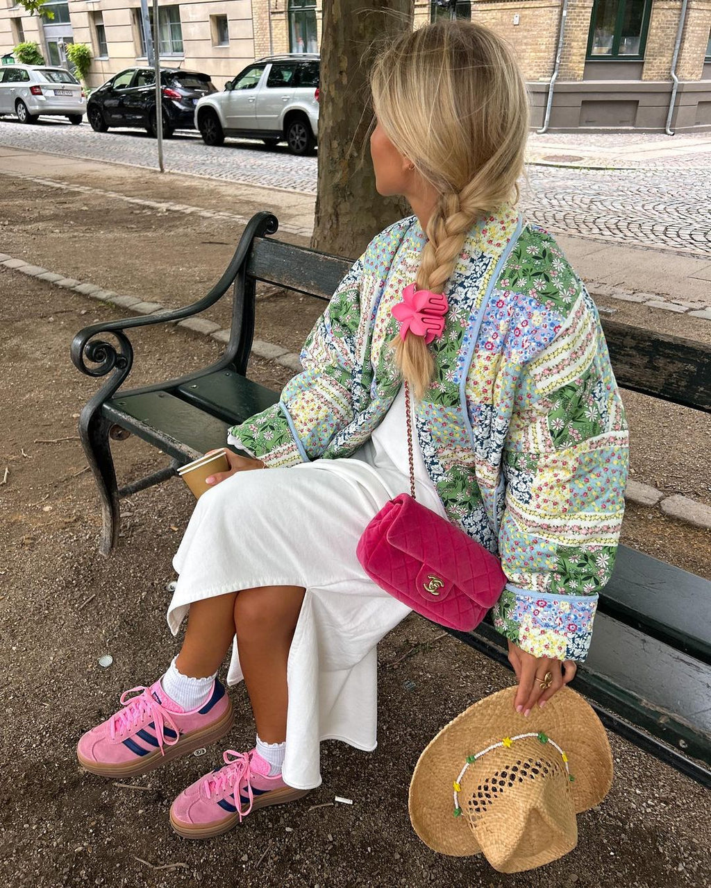 Jacket with Floral Print, Patchwork and Pockets