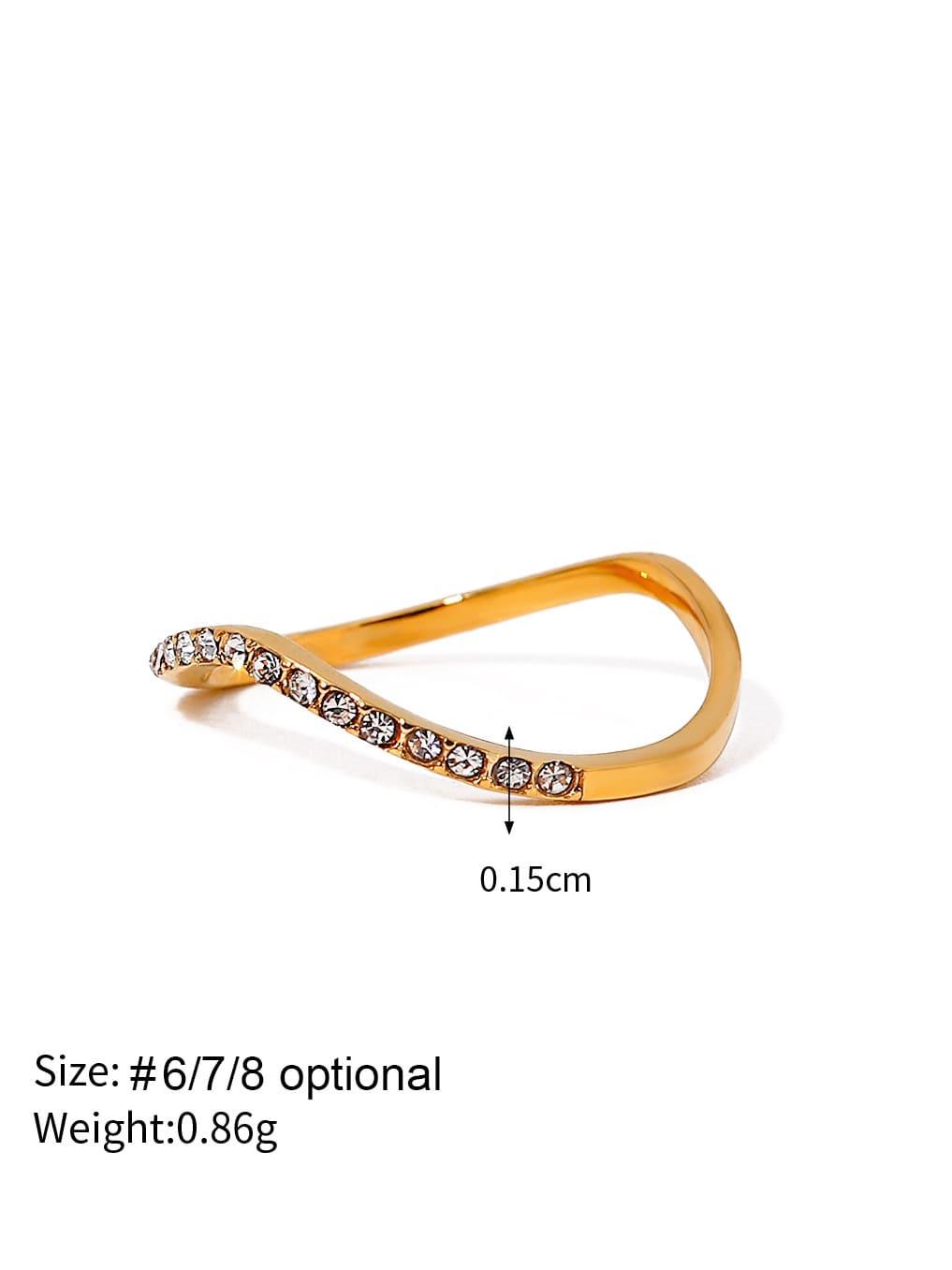 Statement Sleek Wave Line Diamond-Inlaid Ring