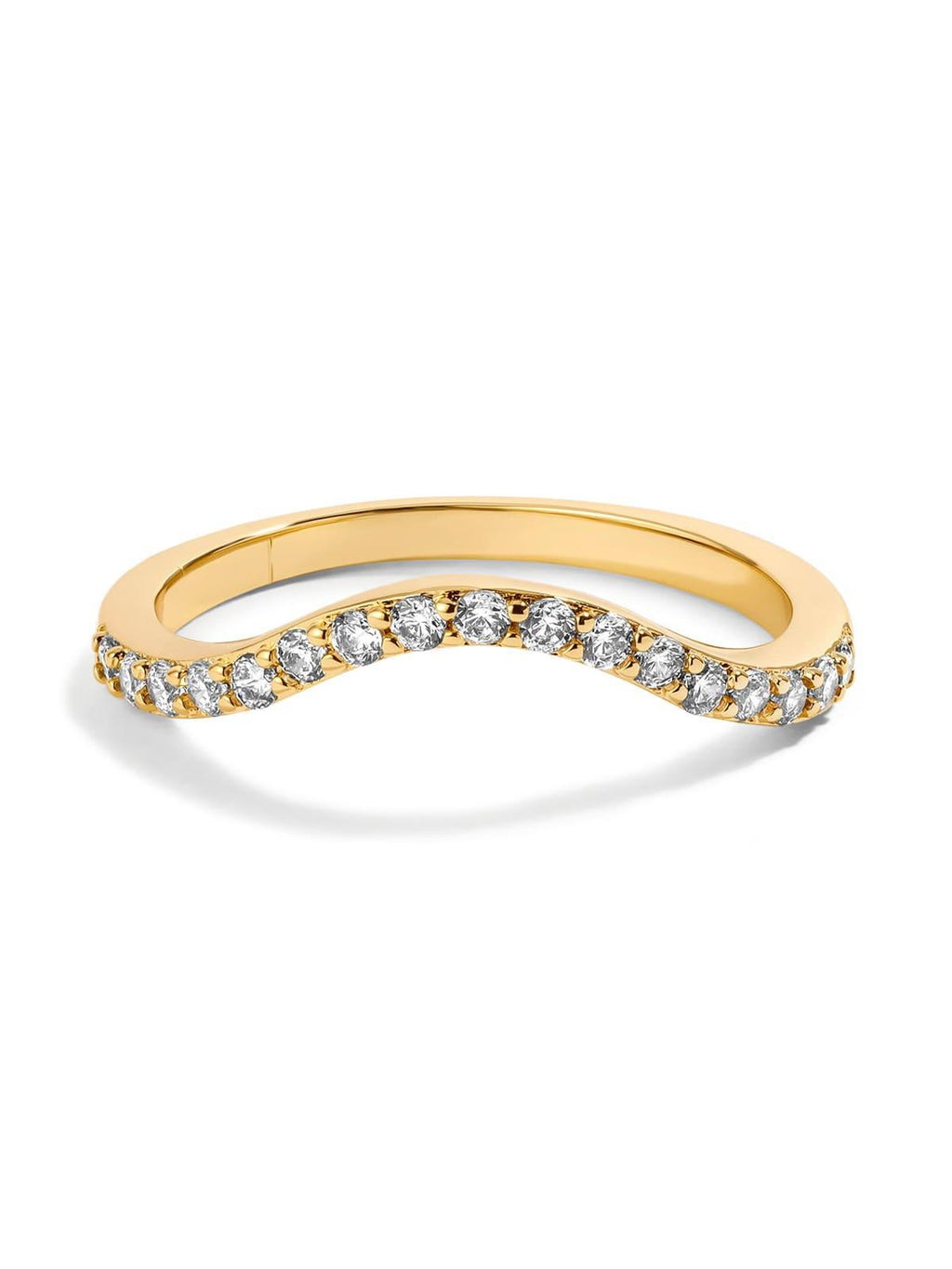 Statement Sleek Wave Line Diamond-Inlaid Ring