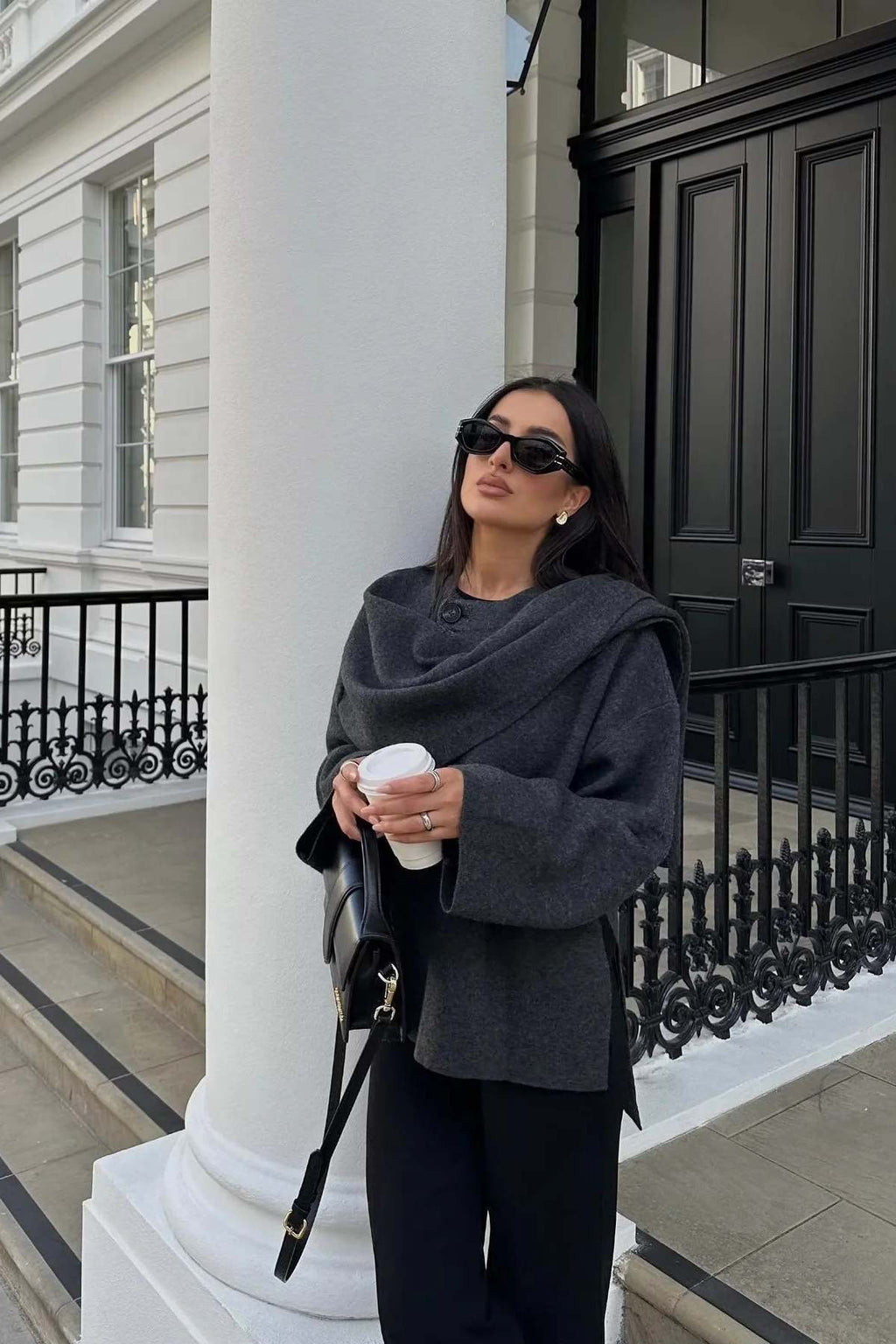 Modern Asymmetrical Scarf Jacket