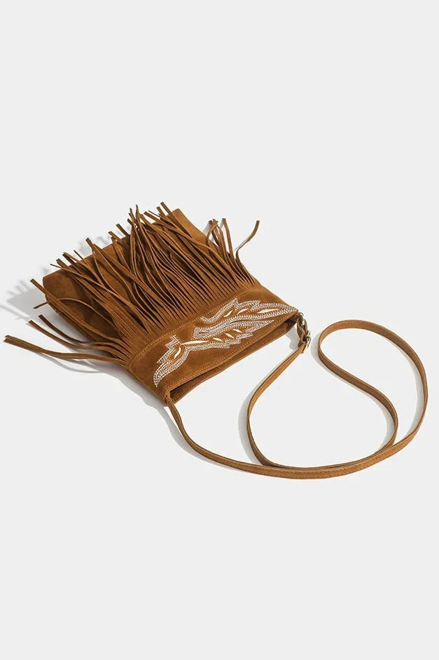 Modern Western Cowboy Brown Fringe Crossbody Bag