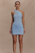 Ribbon Gathered Mini-Length Dress