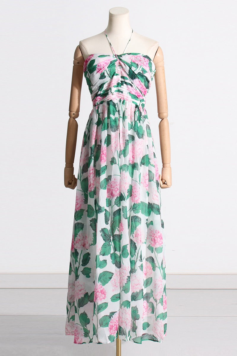 Madelaine Halterneck Flower Maxi-Length Dress
