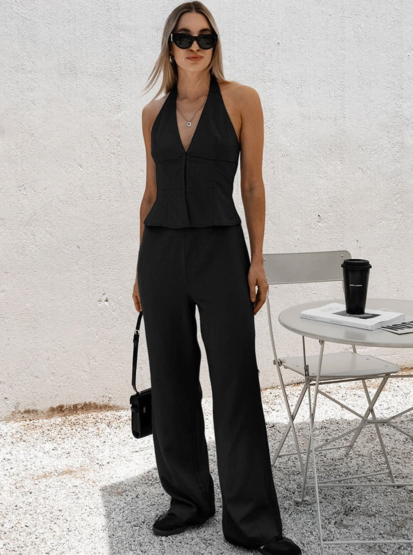 Kenia - Versatile Two-Piece Sleeveless V-Neck Jumpsuit for Women