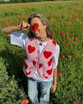 Denim Vest with Fitted Cut, Bow Details and V-Neck