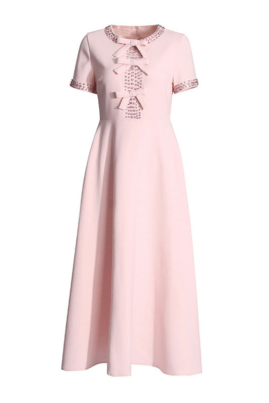 Zoe Bowknot Crystal-embellished Midi-Length Dress