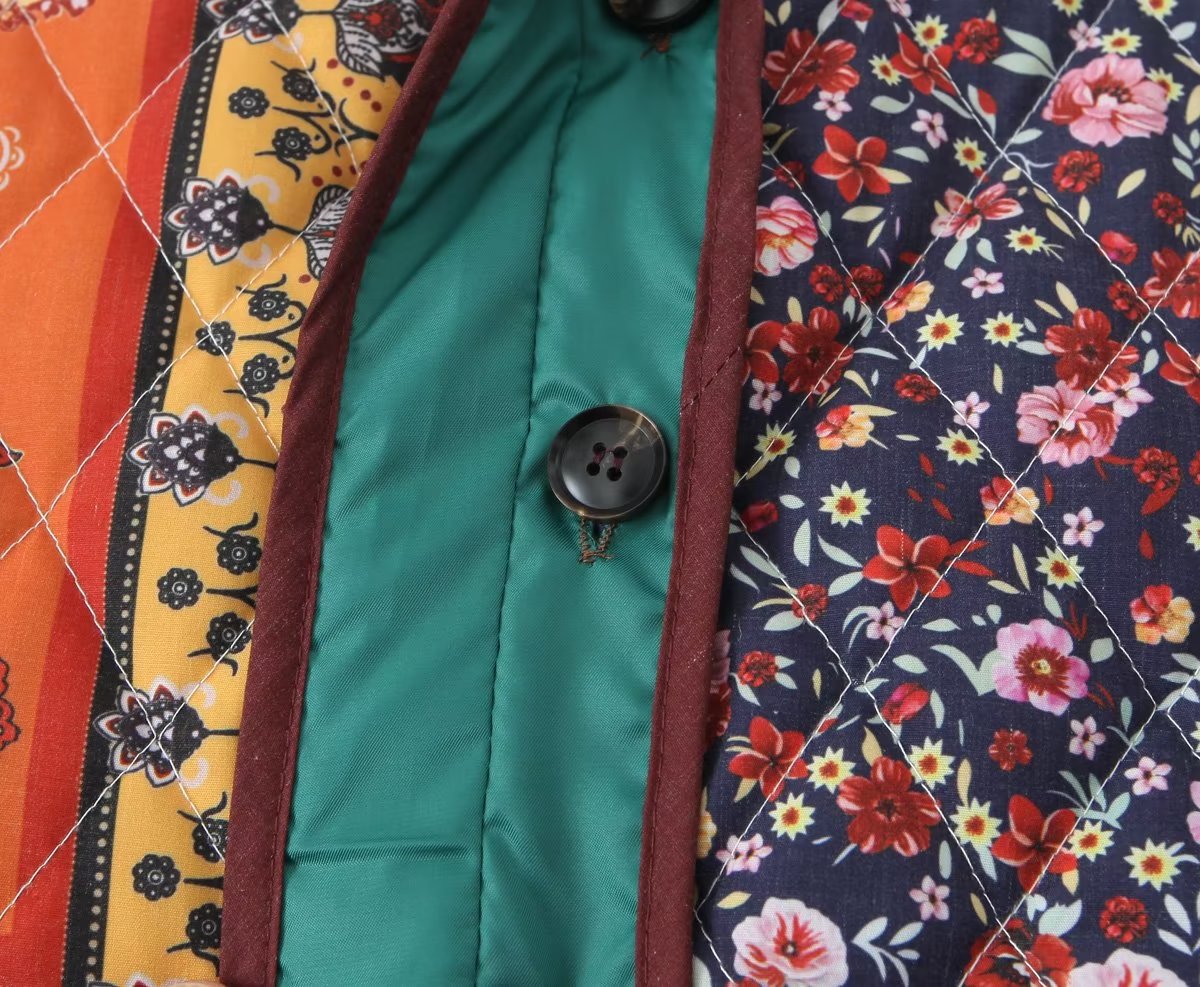 Quilted Jacket with Ethnic Print