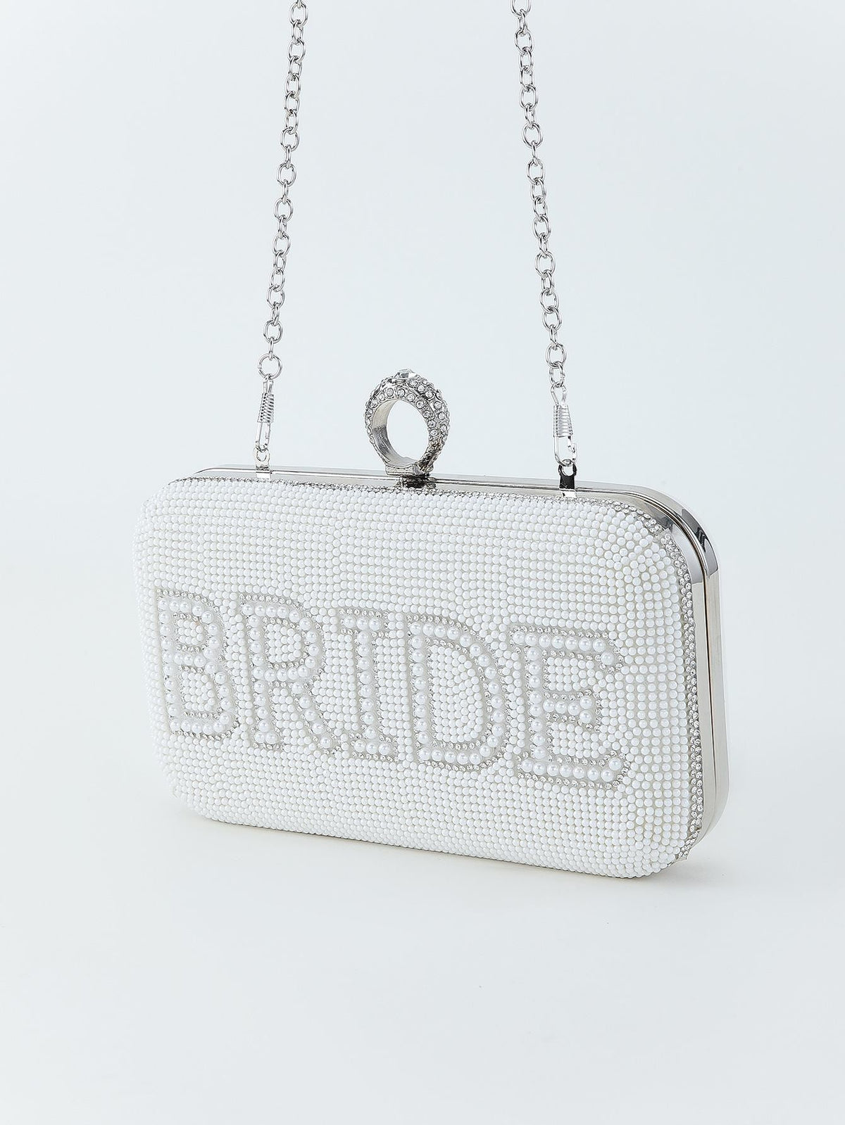 Bride To Be Sequined Clutch - White/Silver
