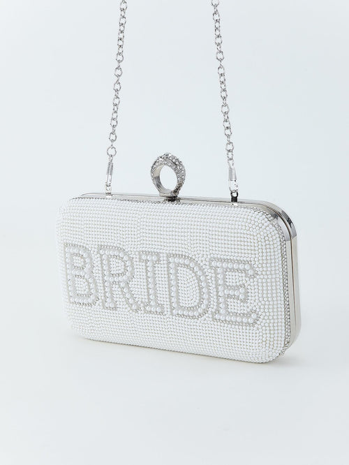 Bride To Be Sequined Clutch - White/Silver