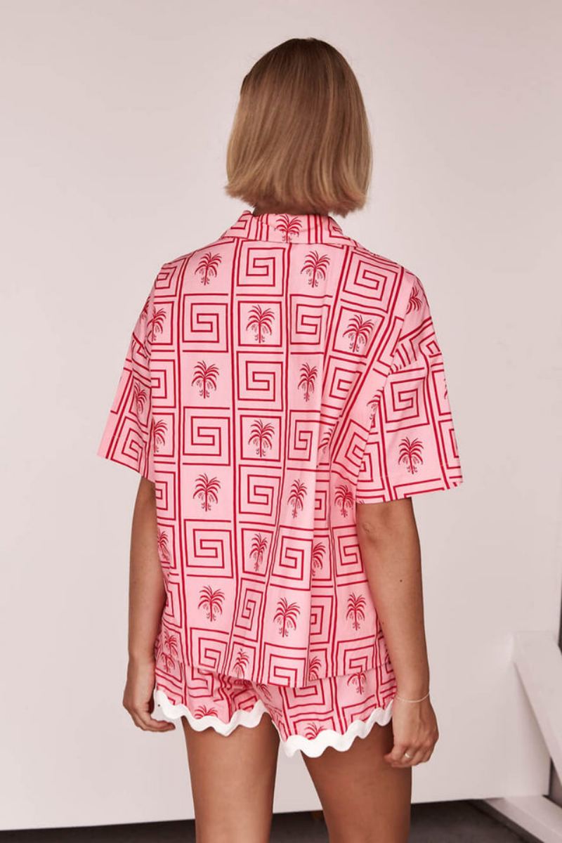 Shirt Collar Summer Botanical Print Vacation Relaxed Set