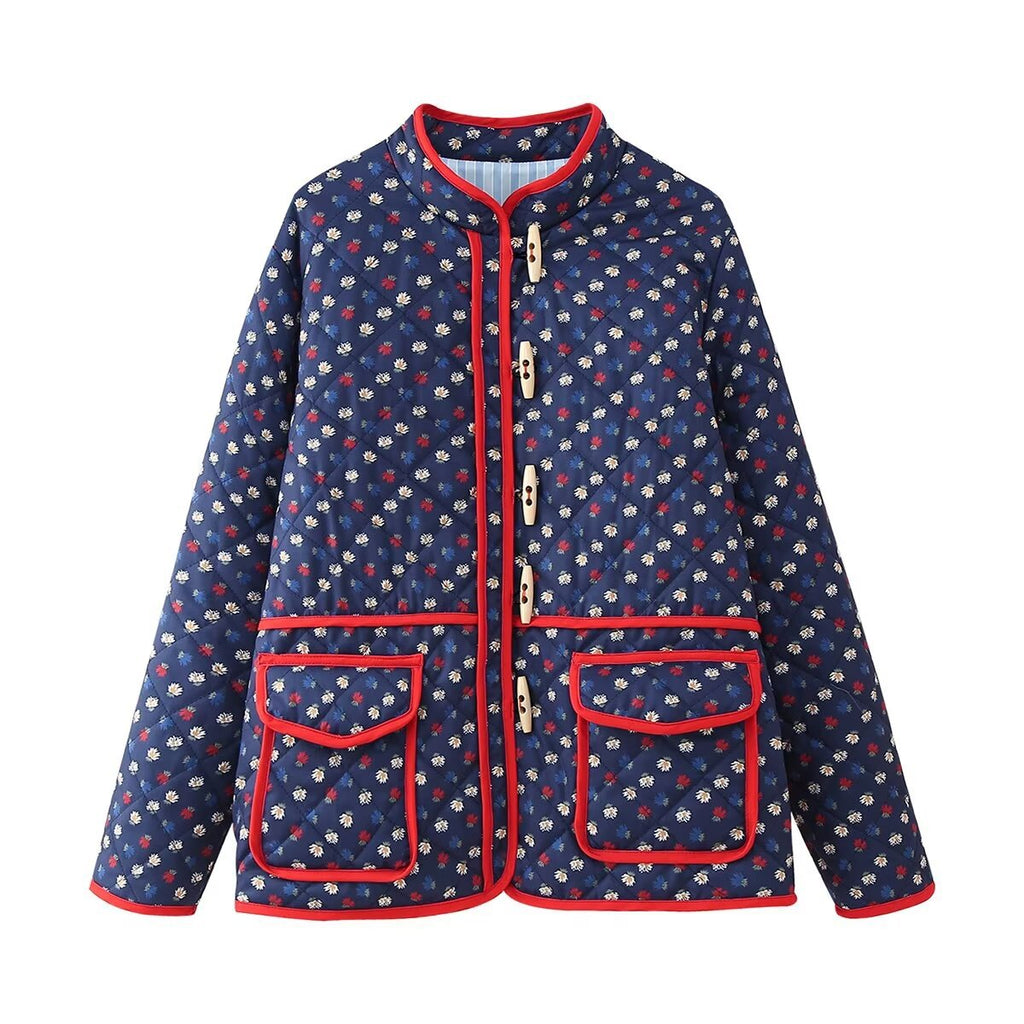 Denim Jacket with Floral Print and Patchwork