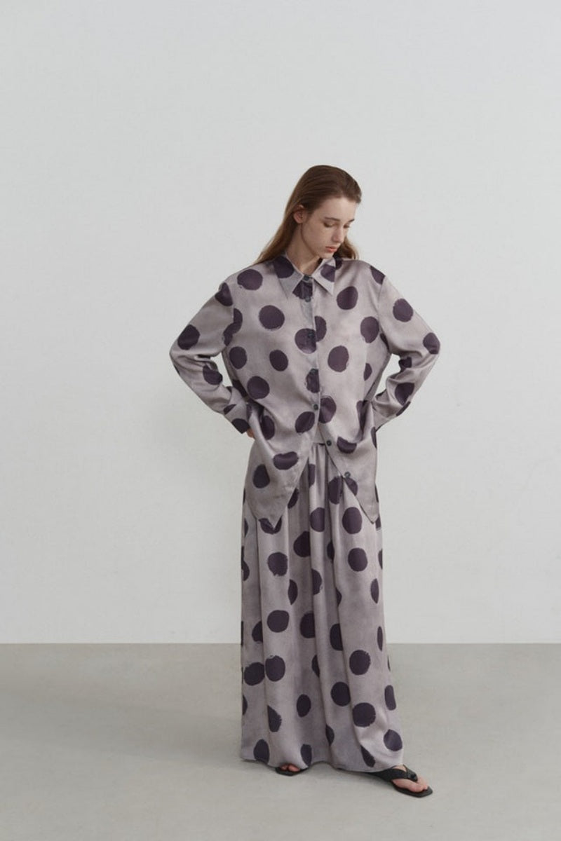Modern Polka Dot Print Long Sleeve Shirt