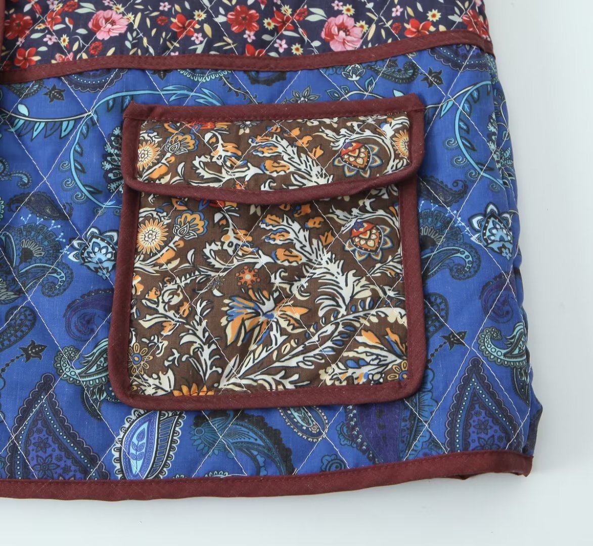 Quilted Jacket with Ethnic Print