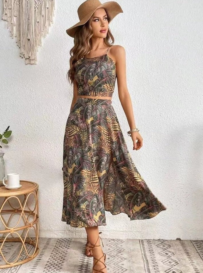 Kara - Two-Piece Skirt Set with Tropical Print