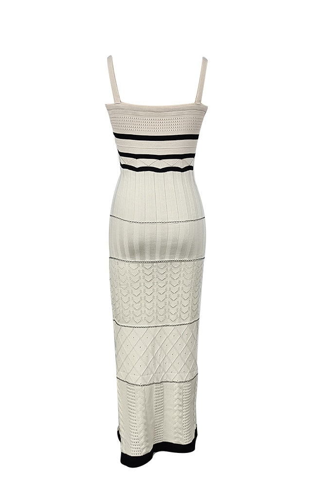 Modern Esther Knit Hollow Out Maxi Slit Dress