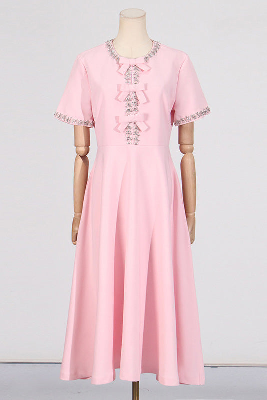 Zoe Bowknot Crystal-embellished Midi-Length Dress