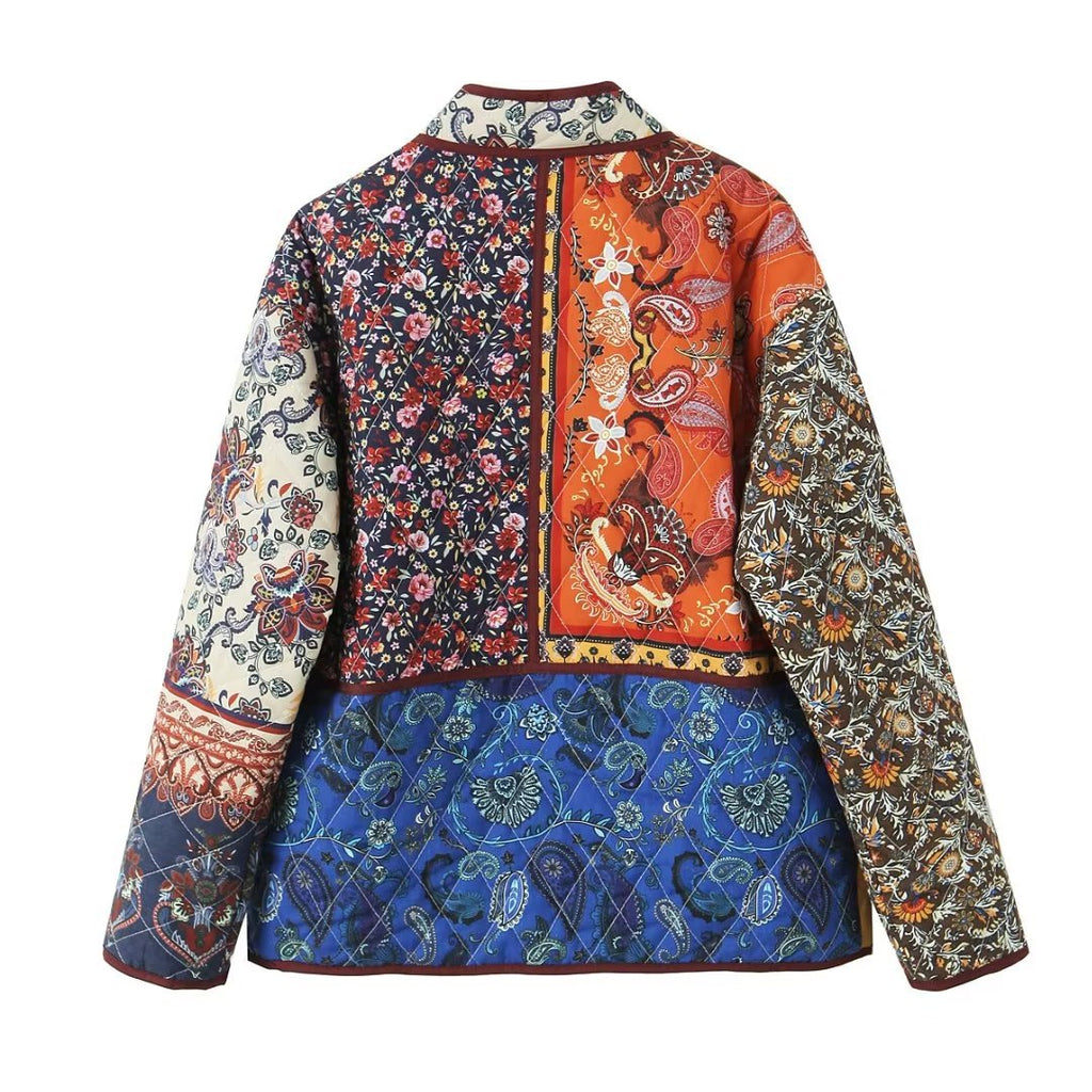 Quilted Jacket with Ethnic Print