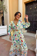 Modern Lantern Sleeve Print Dress