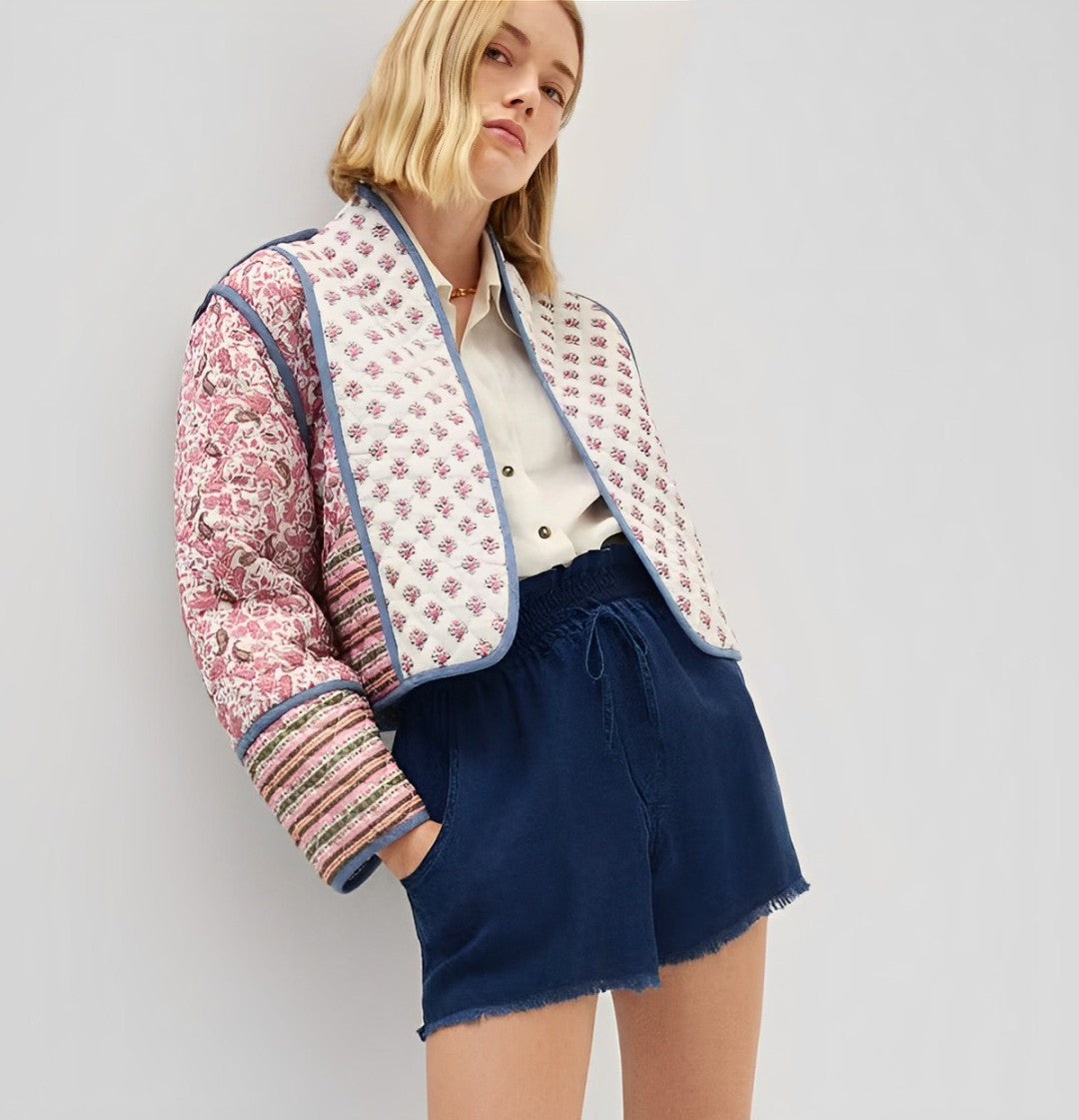 Reversible Jacket with Fitted Cut and Lapel Collar