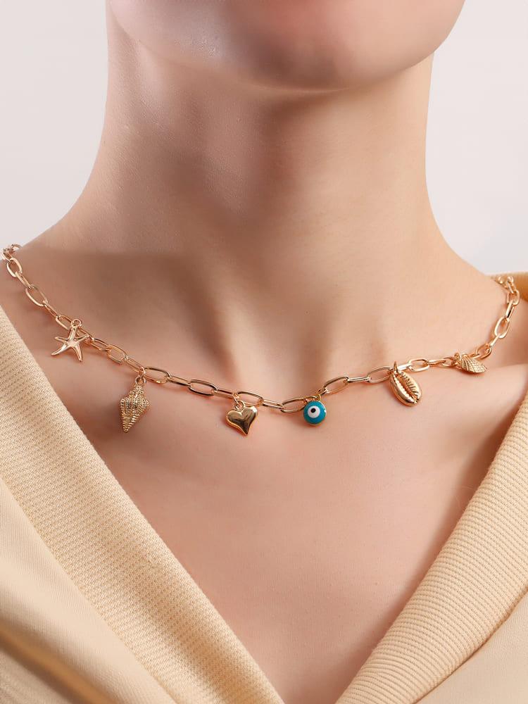 Statement Spiral Shell Seastar Necklace