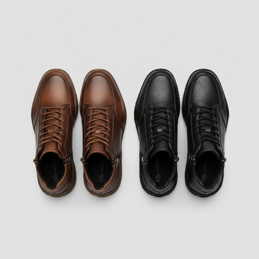 Full-Grain Leather Slip-On Shoes with Side Zipper