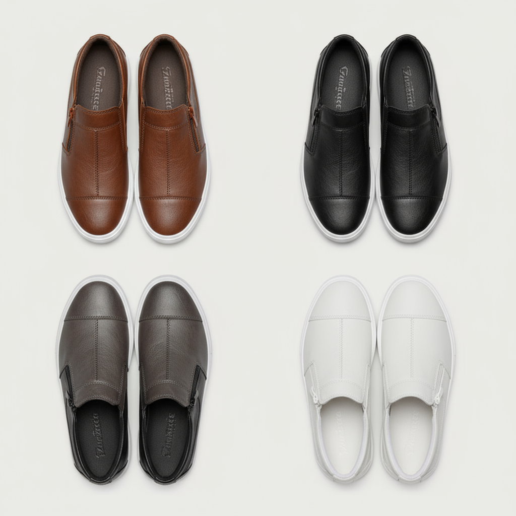 Leather-Look Sneakers with All-Day Comfort