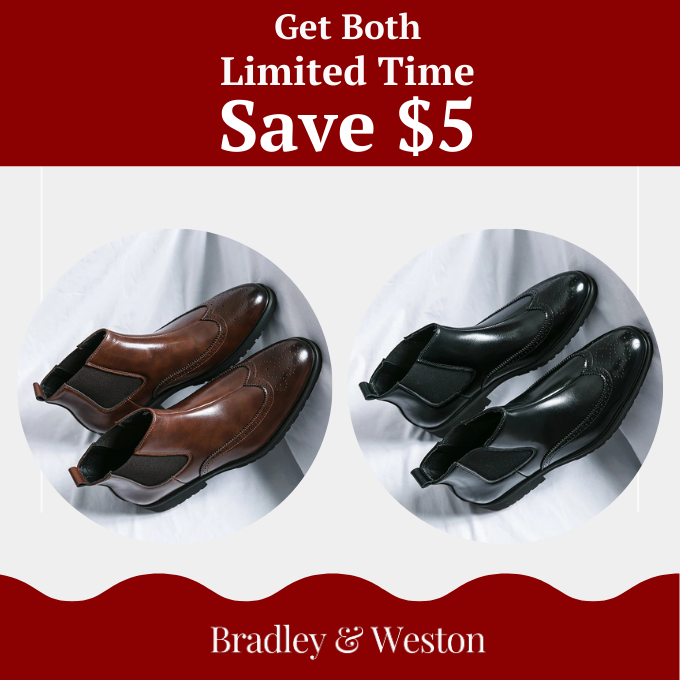 Leather Chelsea Boots with Brogue Detailing and Shock-Absorbing Sole
