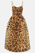 Animal-print Bustier Midi-Length Dress