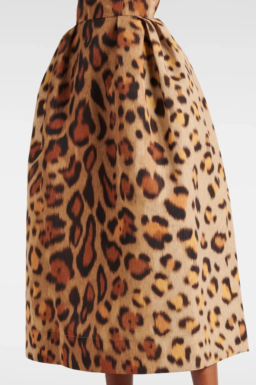 Animal-print Bustier Midi-Length Dress