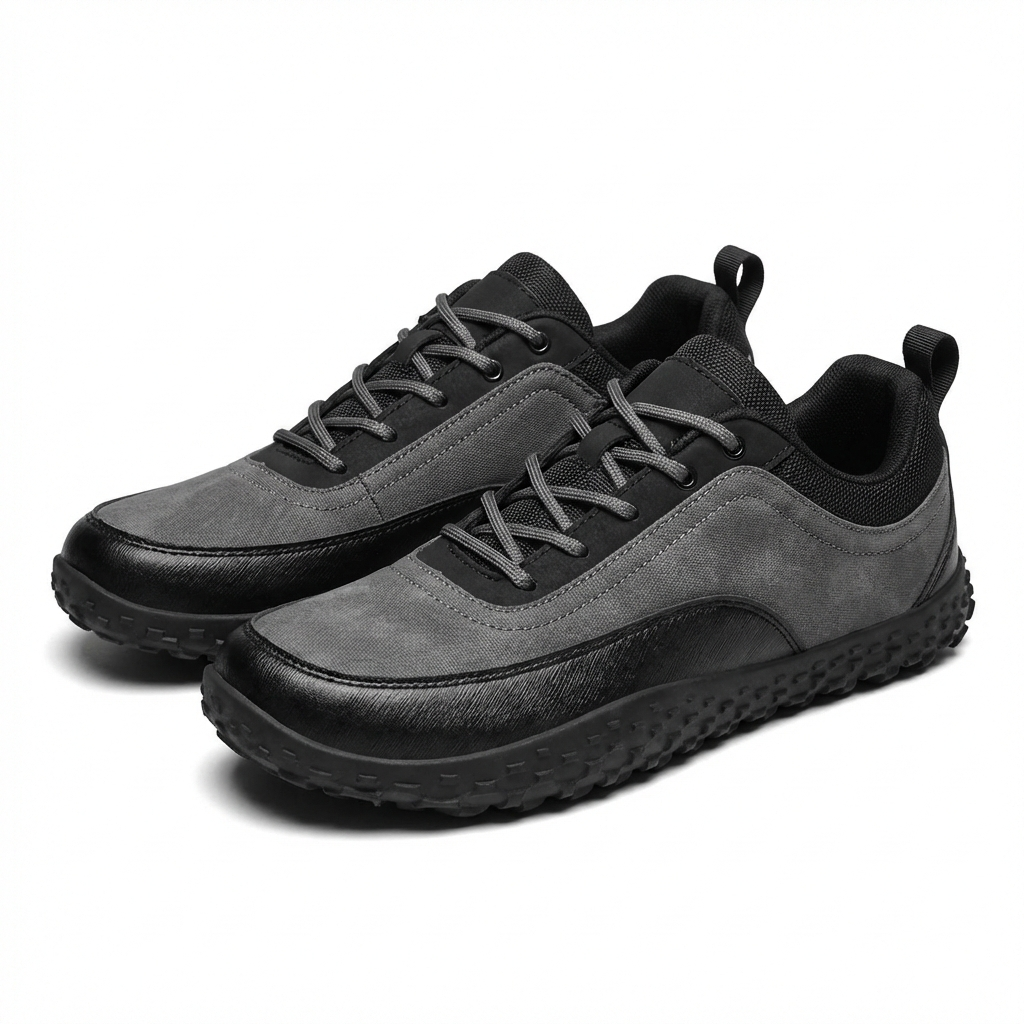 Nubuck Leather Shoes with Rubber Sole