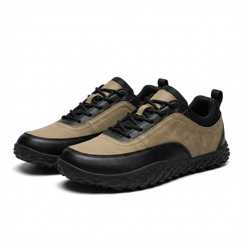 Nubuck Leather Shoes with Rubber Sole