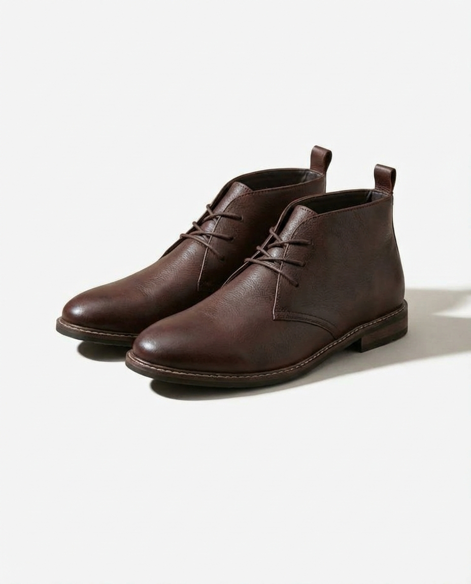 Full-Grain Leather Chukka Boots with Rubber Sole