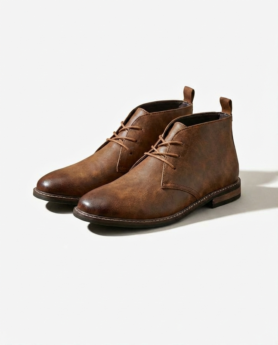 Full-Grain Leather Chukka Boots with Rubber Sole