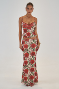 Coordinated Pelagie Spaghetti Rose Skirt Set