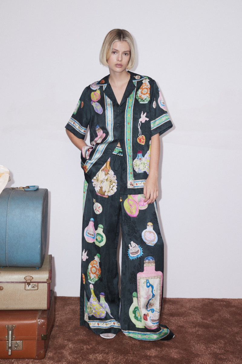 Philomene V-Neck Vase Print Trousers Set
