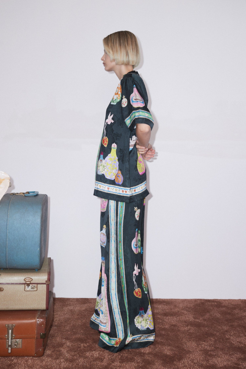 Philomene V-Neck Vase Print Trousers Set
