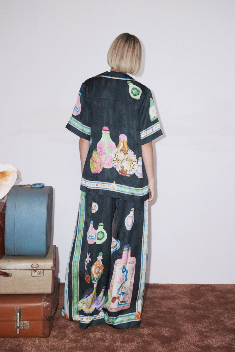 Philomene V-Neck Vase Print Trousers Set